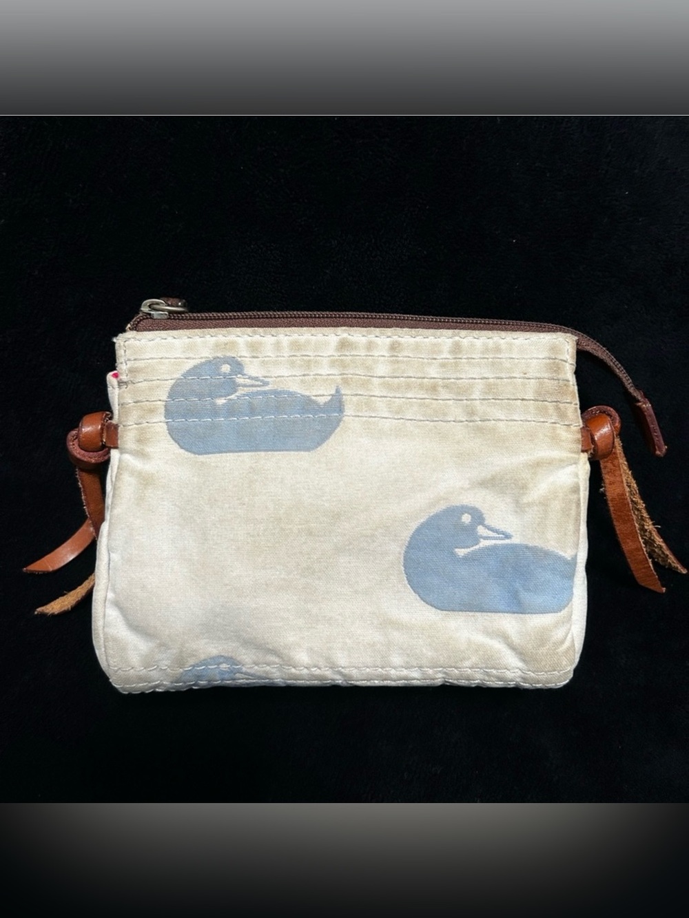 Dooney & Bourke Cream Canvas Crossbody with Blue Duck Motif
